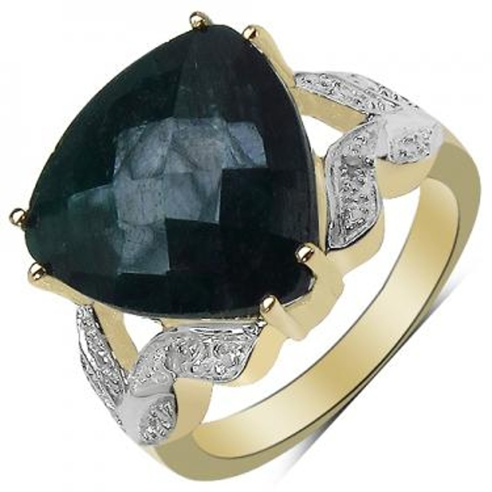 6.85 CTW Emerald & Diamond on a 14K Gold Over Sterling Silver Band Size 7 Ring